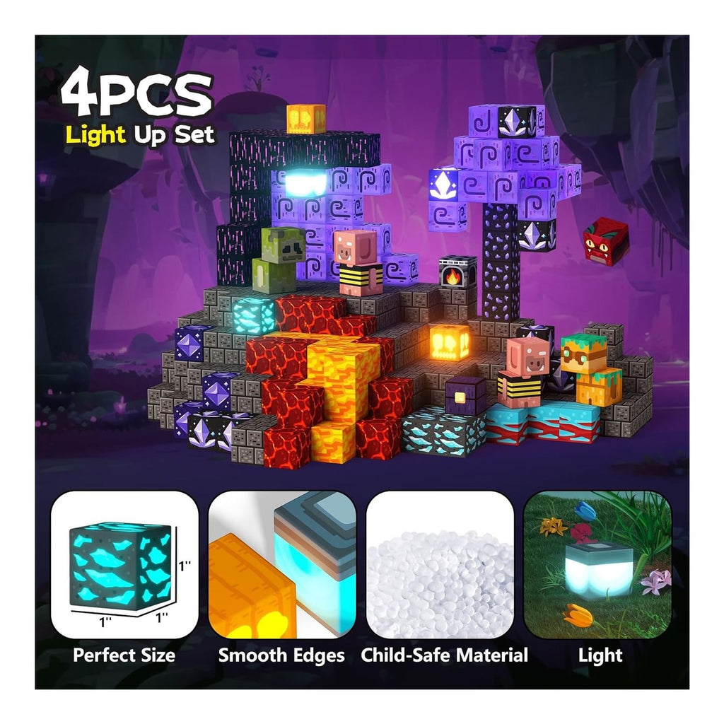 Bloques magnéticos Zombis Halloween cubos 212 PIEZAS y Luces