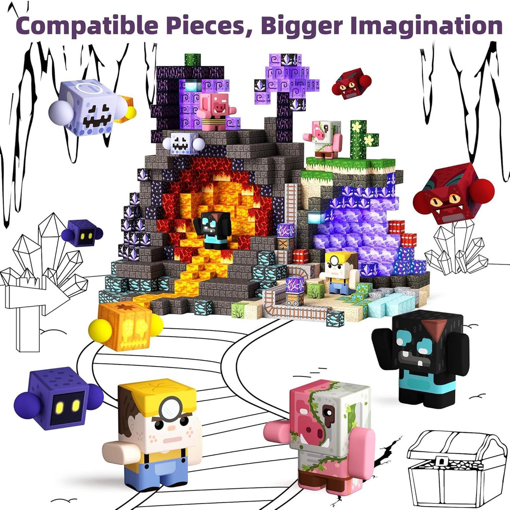 Bloques magnéticos Zombis Halloween cubos 212 PIEZAS y Luces