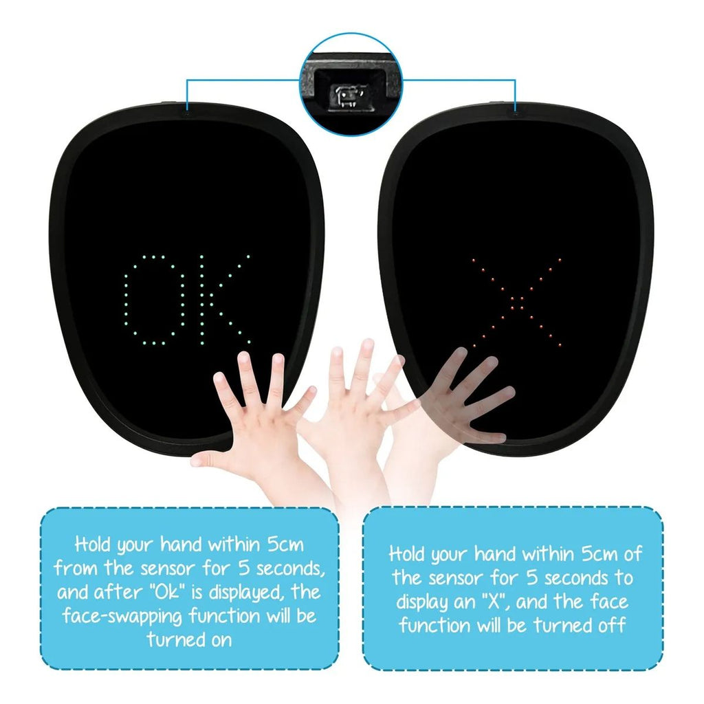 Máscara LED Detección de gestos para niños para Fiestas Navidad Etc