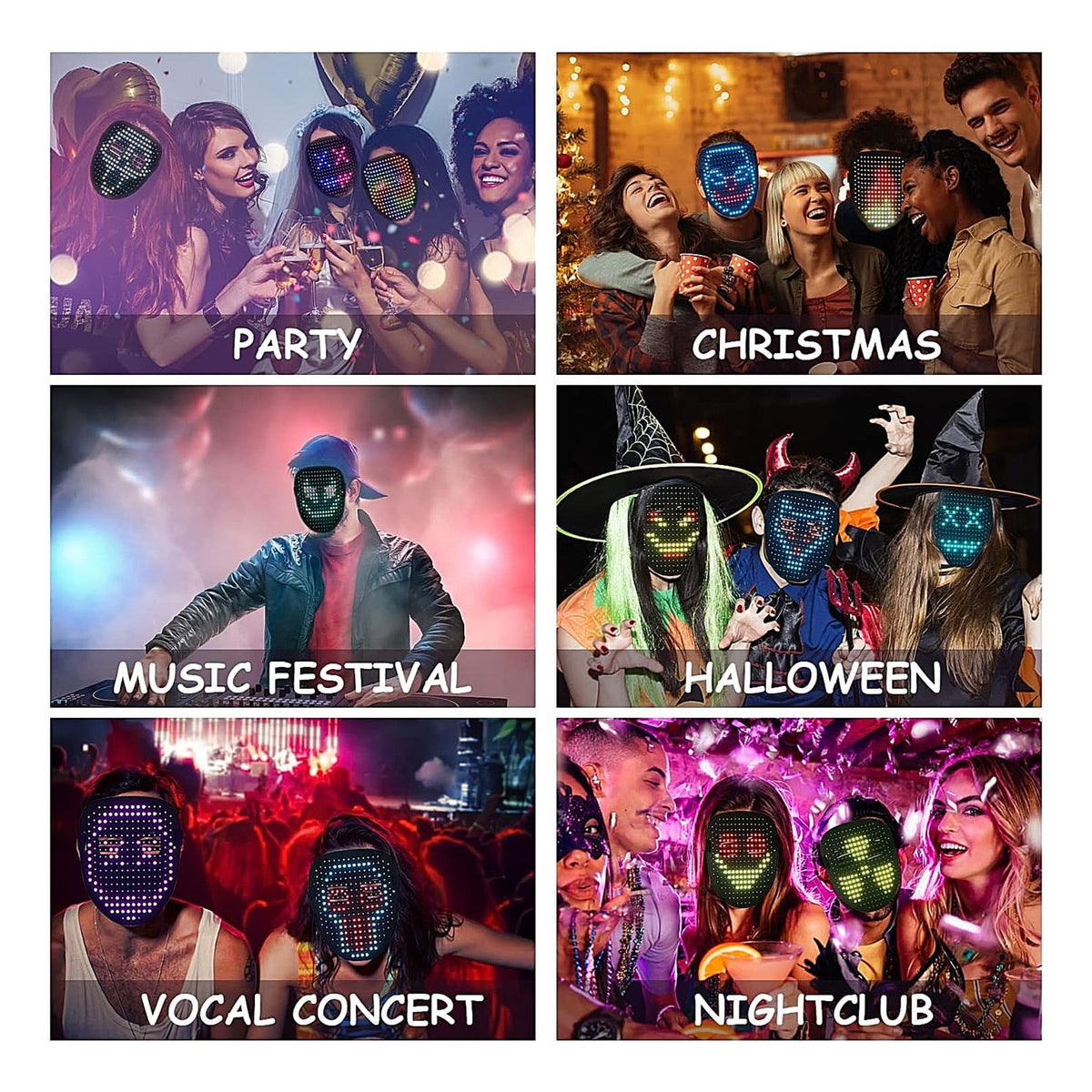 Máscara LED con Detección gestos para Halloween +12 años