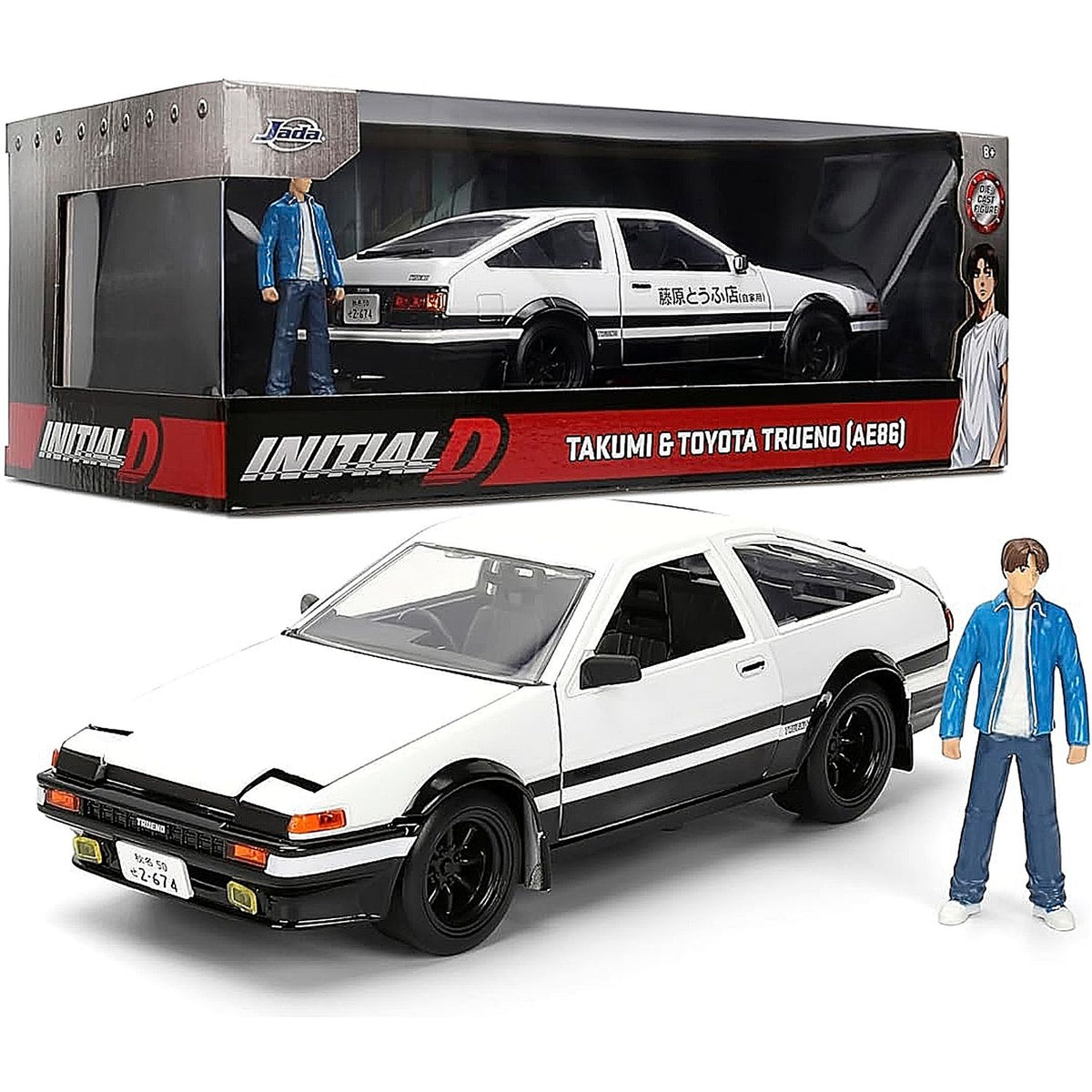 Auto Escala de Metal 1-24 Initial D 1986 Toyota Trueno AE86