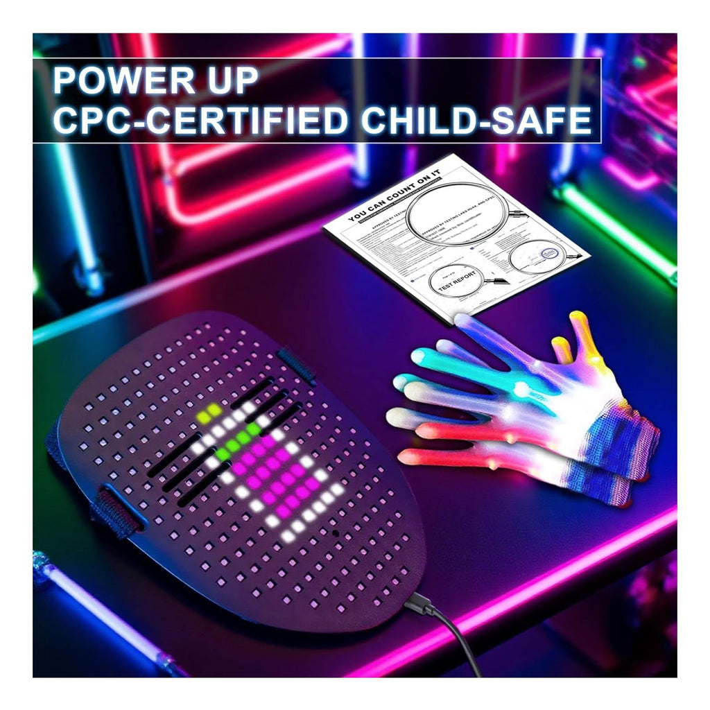 Máscara + Guantes LED con Detección gestos para Halloween
