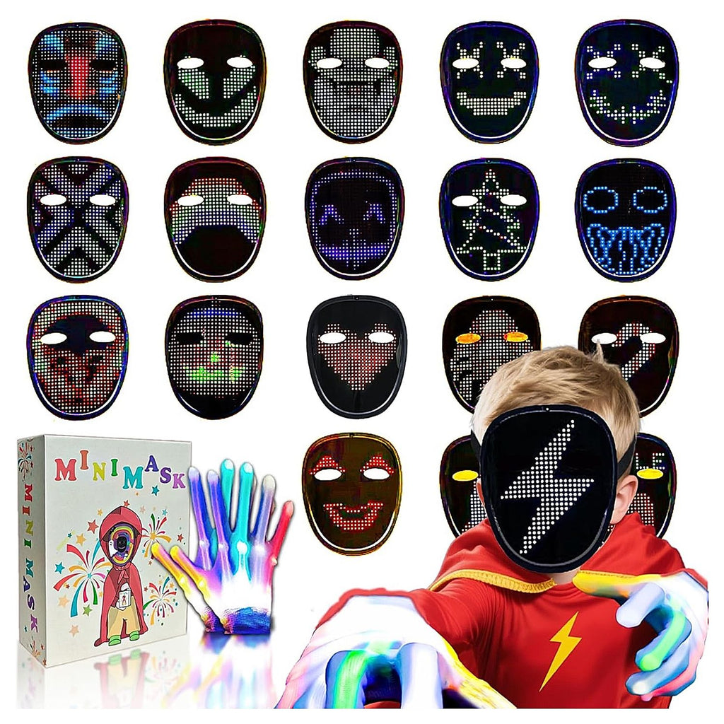 Máscara + Guantes LED Detección gestos para niños Fiestas Navidad