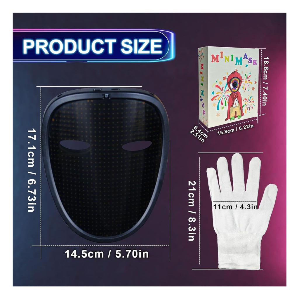 Máscara + Guantes LED Detección gestos para niños Fiestas Navidad