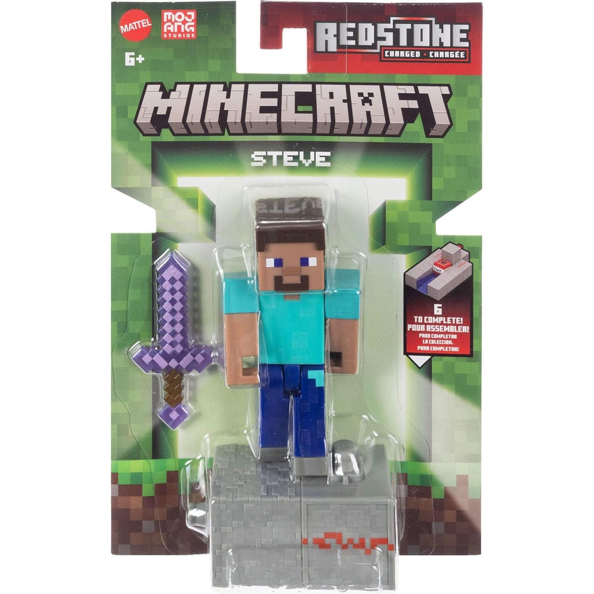 Steve con Accesorio y Pieza de Construcción Redstone