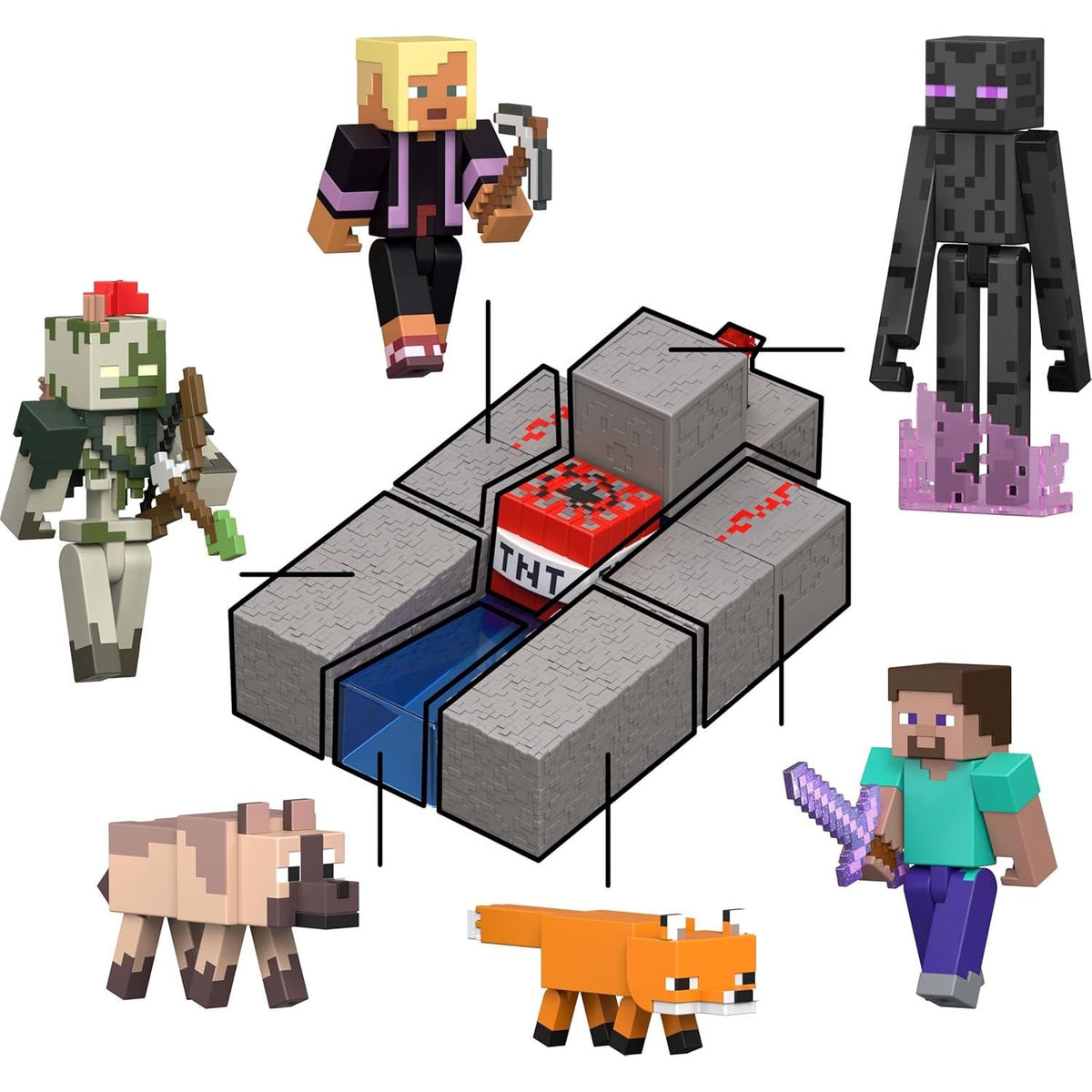 Steve con Accesorio y Pieza de Construcción Redstone