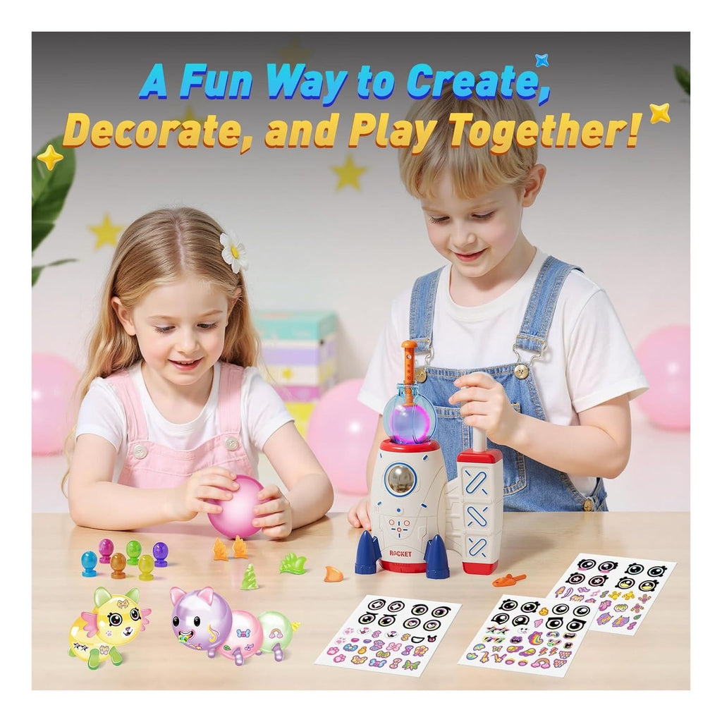 Kit de manualidades Cohete espacial con bomba infla globos adhesivos creativos