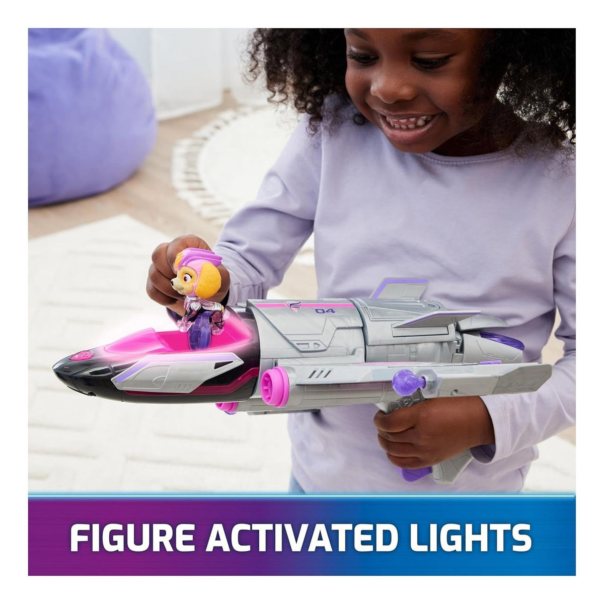 Paw Patrol Jet Rescate Transformable Skye Luces y Sonidos Lanza Proyectiles
