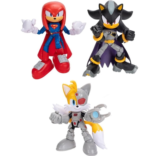 3 Pack DC x Sonic Batman Shadow Superman Knuckless Cyborg Tails