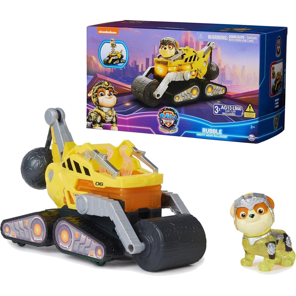Paw Patrol The Mighty Movie camión de construcción Rubble Luces y Sonidos