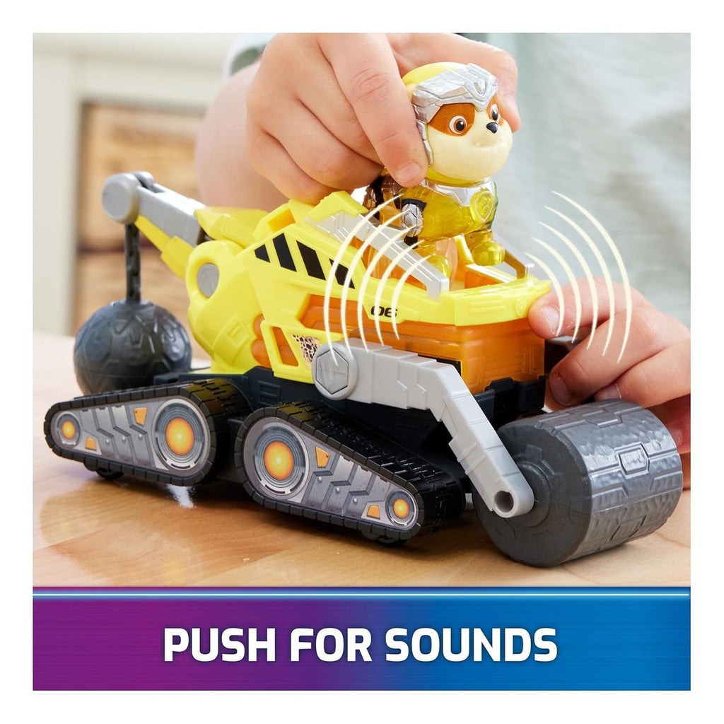 Paw Patrol The Mighty Movie camión de construcción Rubble Luces y Sonidos