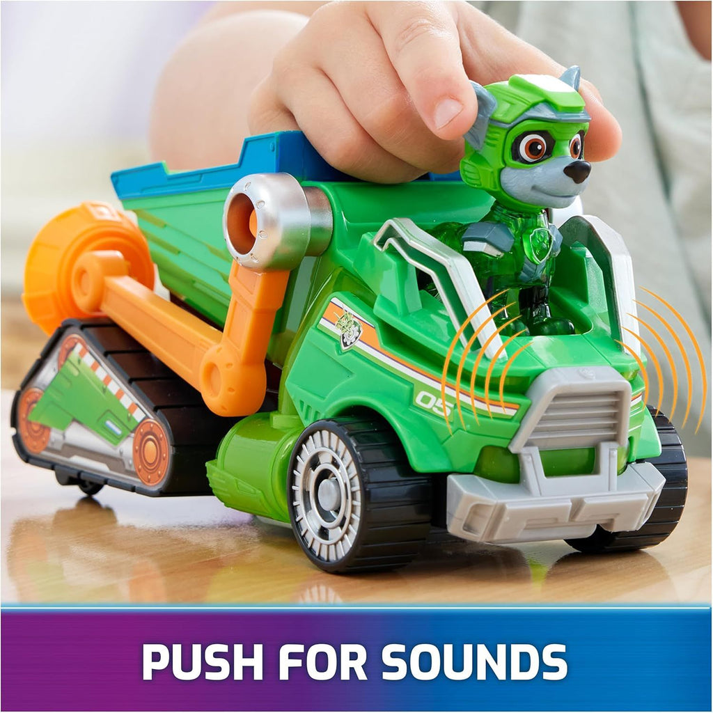 Paw Patrol The Mighty Movie camión reciclador Rocky Luces y Sonidos