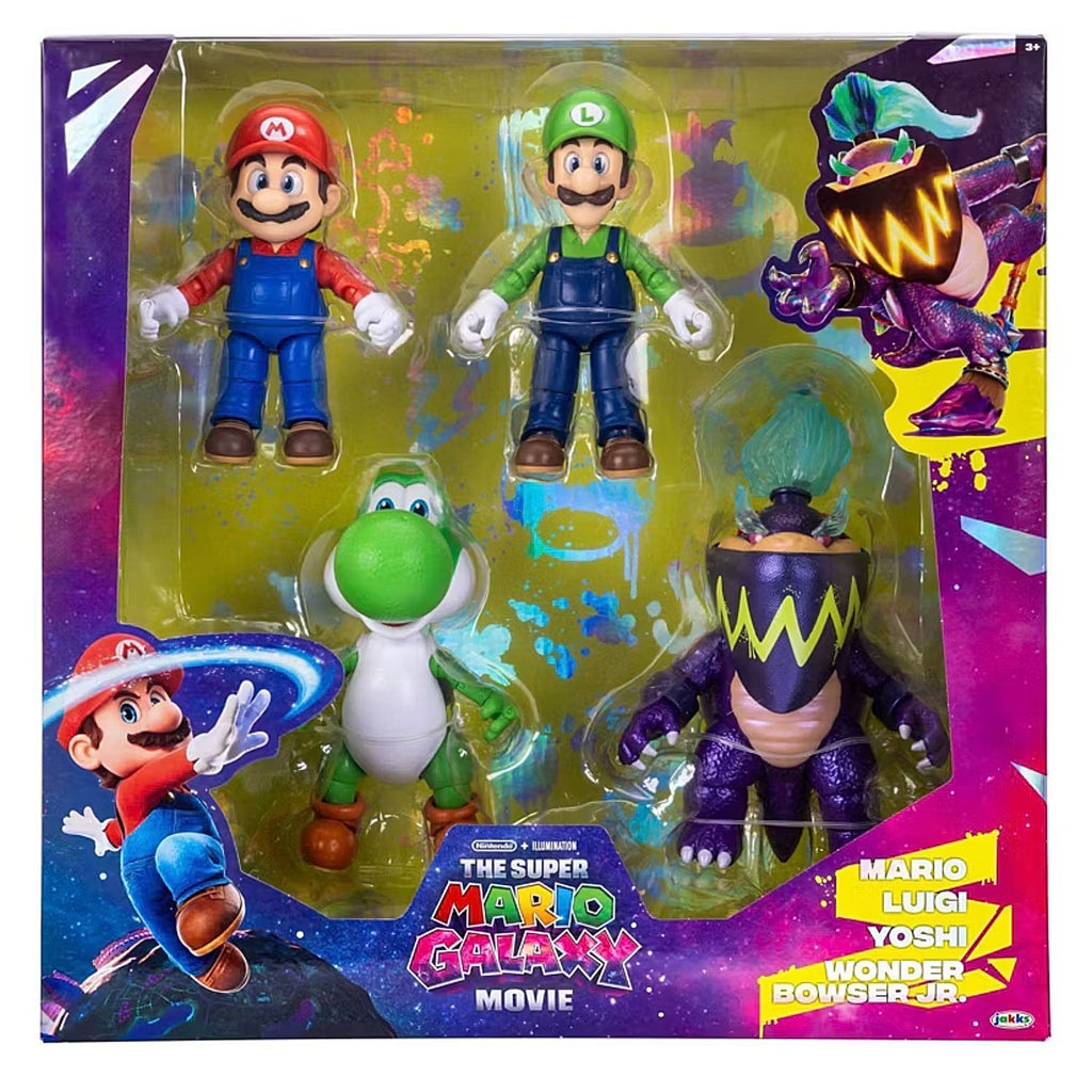 Set 4 Figuras Super Mario Bros Galaxy Movie Mario Luigi Yoshi Bowser Jr Exclusivo