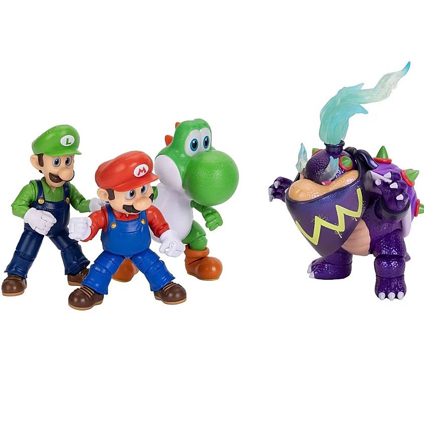 Set 4 Figuras Super Mario Bros Galaxy Movie Mario Luigi Yoshi Bowser Jr Exclusivo