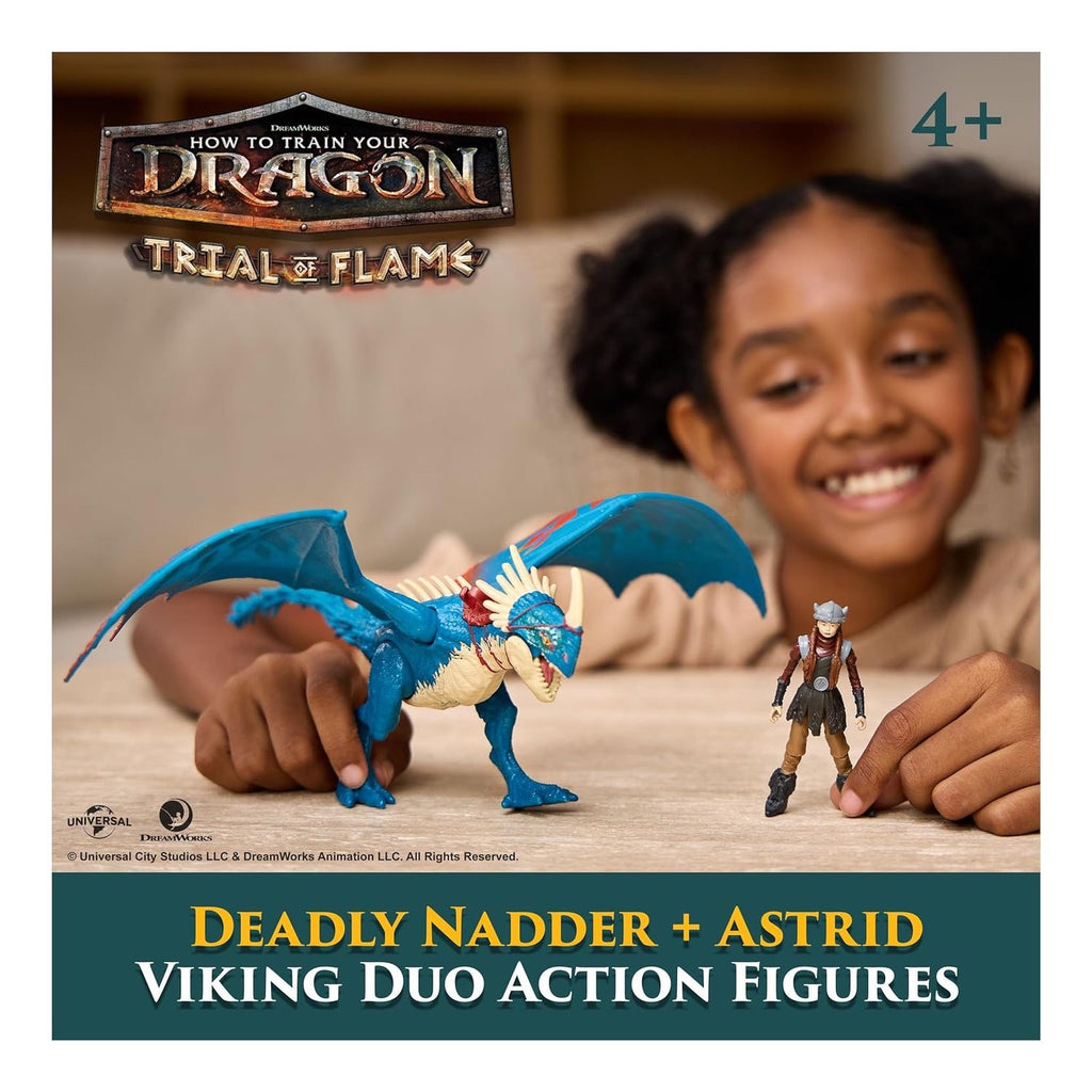 Figura Deadly Nadder & Astrid Vikingo Como entrenar a tu dragon Tormenta Chimuelo