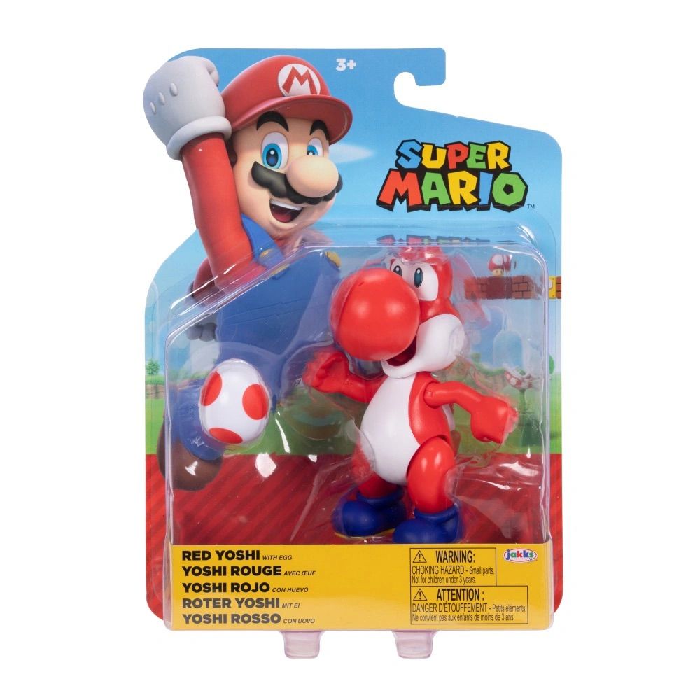 Figura Super Mario Bros Galaxy World of Nintendo Yoshi Rojo with Egg Red 10cm Exclusivo