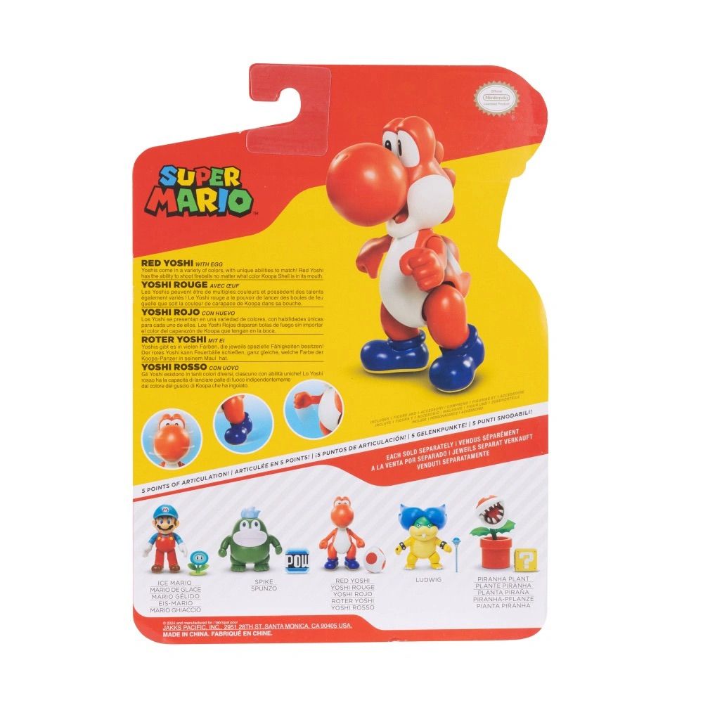 Figura Super Mario Bros Galaxy World of Nintendo Yoshi Rojo with Egg Red 10cm Exclusivo