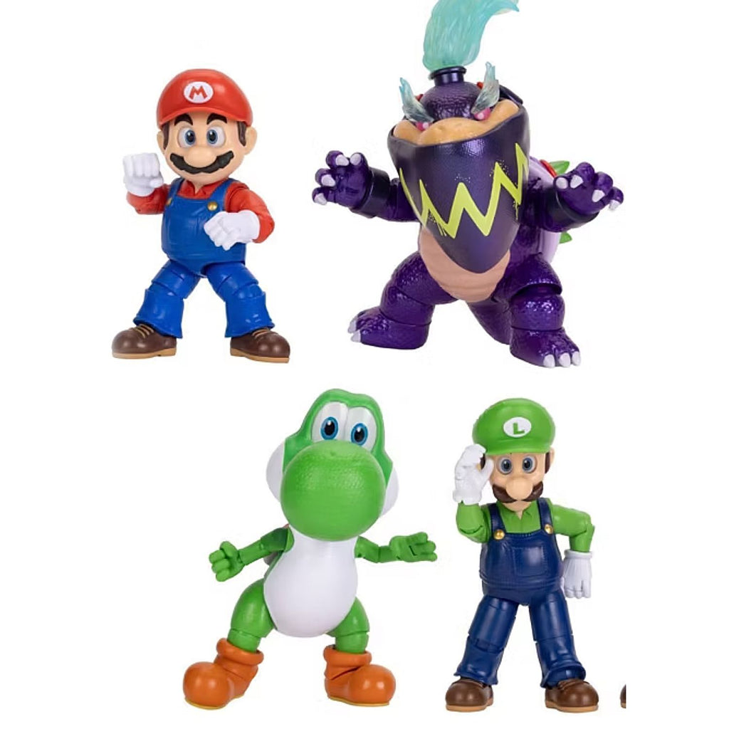 Set 4 Figuras Super Mario Bros Galaxy Movie Yoshi Bowser Jr & Luigi Exclusivo