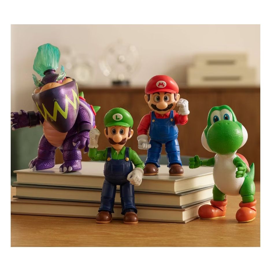 Set 4 Figuras Super Mario Bros Galaxy Movie Yoshi Bowser Jr & Luigi Exclusivo
