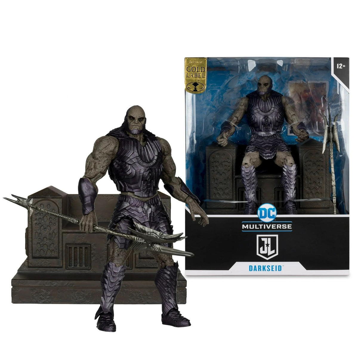 DC Justice League Darkseid con Armadura y Trono Gold Label Mcfarlane