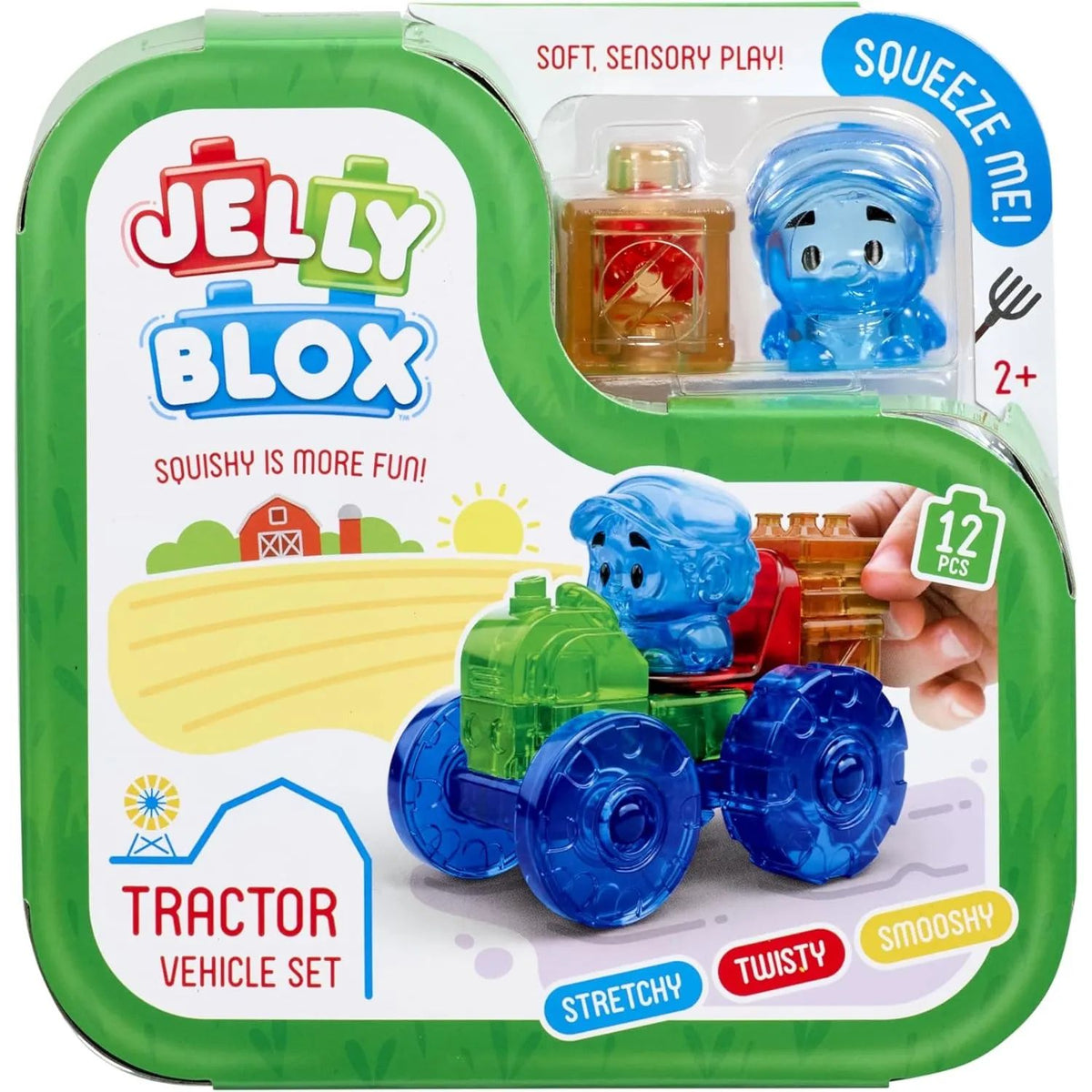 Jelly Blox Mini Tractor Bloques de Construcción Sensorial Squisihy Estirables 12 Piezas