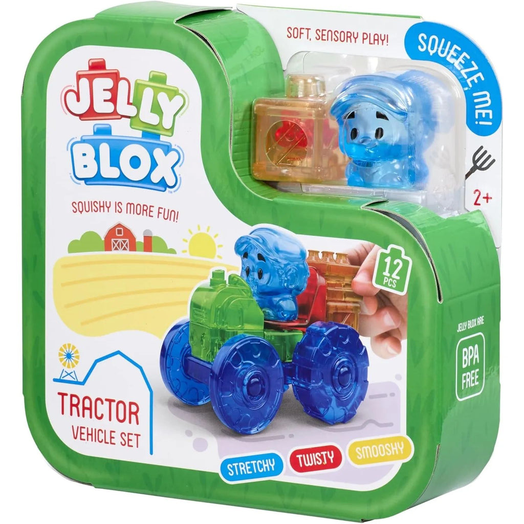 Jelly Blox Mini Tractor Bloques de Construcción Sensorial Squisihy Estirables 12 Piezas