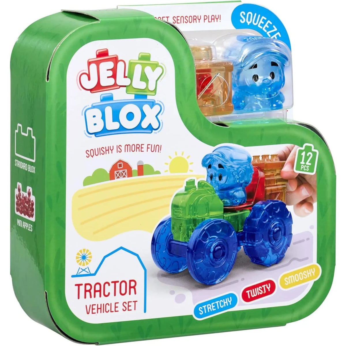 Jelly Blox Mini Tractor Bloques de Construcción Sensorial Squisihy Estirables 12 Piezas