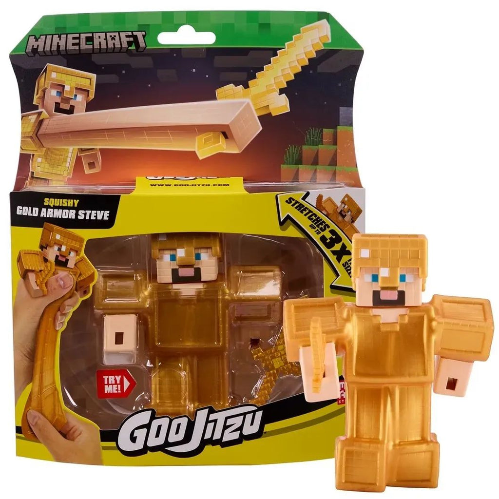 Heroes of Goo Jit Zu Minecraft elásticos Steve Armadura Dorada y Espada