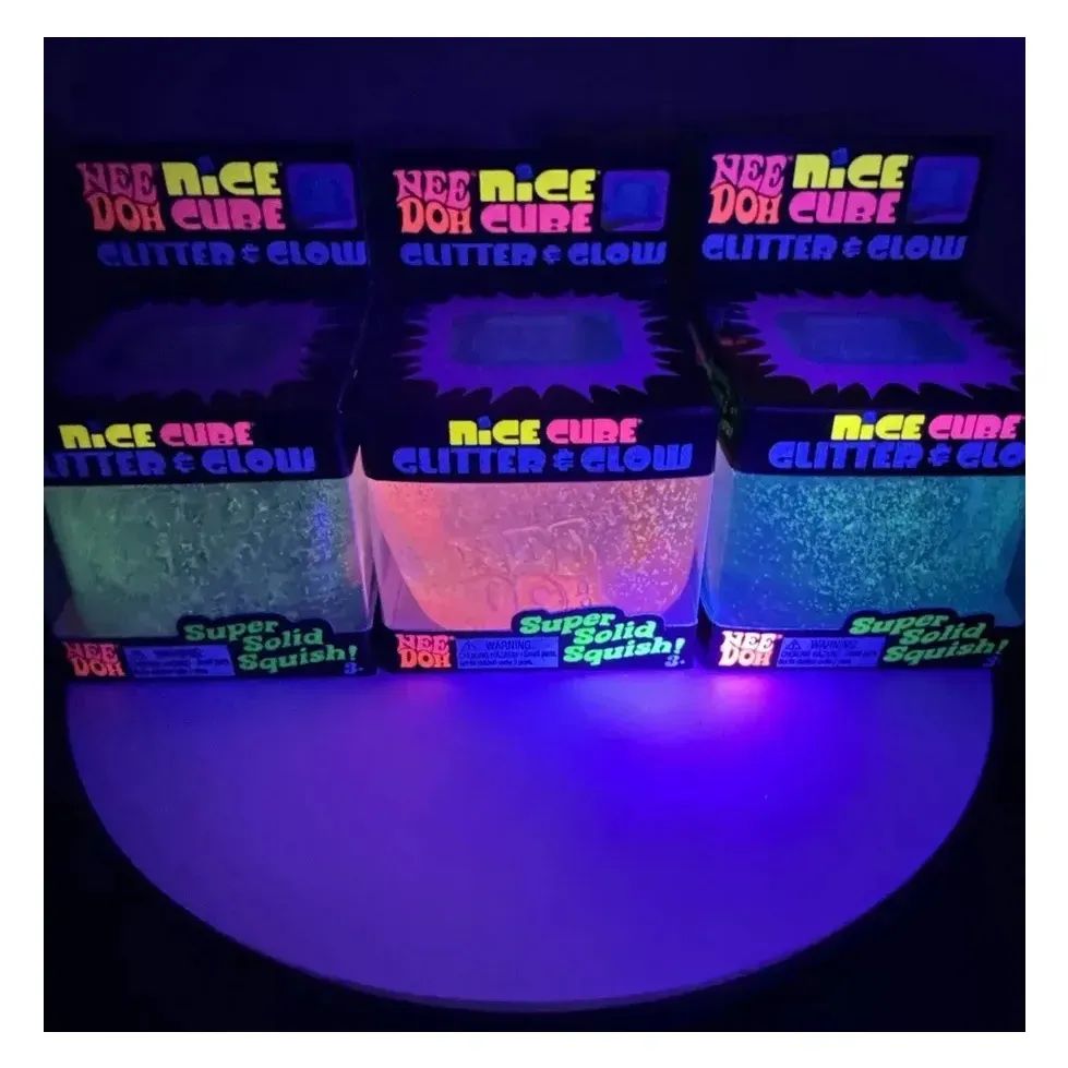 Nee Doh Squishy Schylling Nice Cube Glitter & Glow Needoh Original BRILLA x1