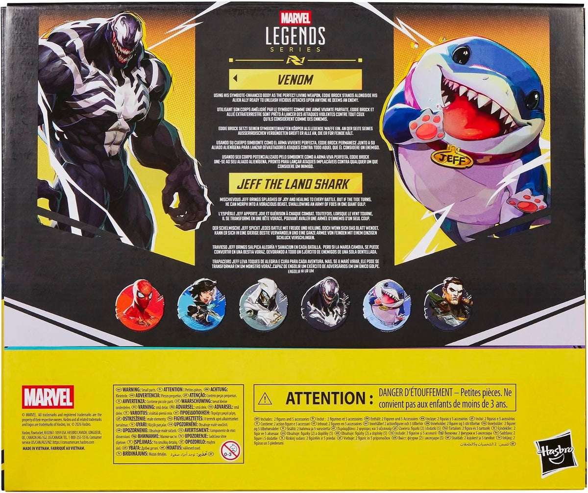 Figura Marvel Legends Series Marvel Rivals Venom & Jeff the Land Shark Tiburon