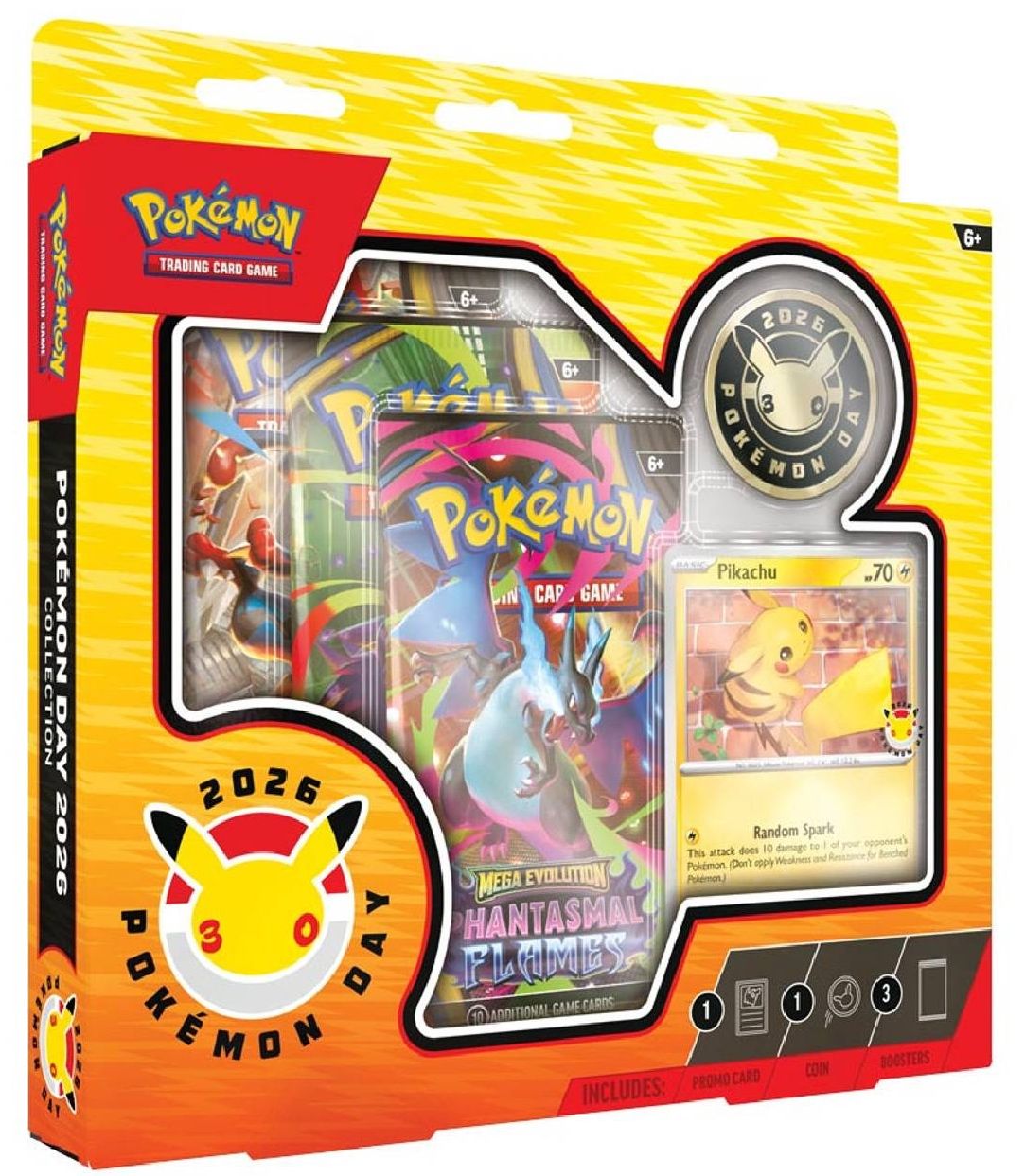 TCG Pokemon Pokemon Day 1 Carta Promo, 3 sobres y Moneda INGLES