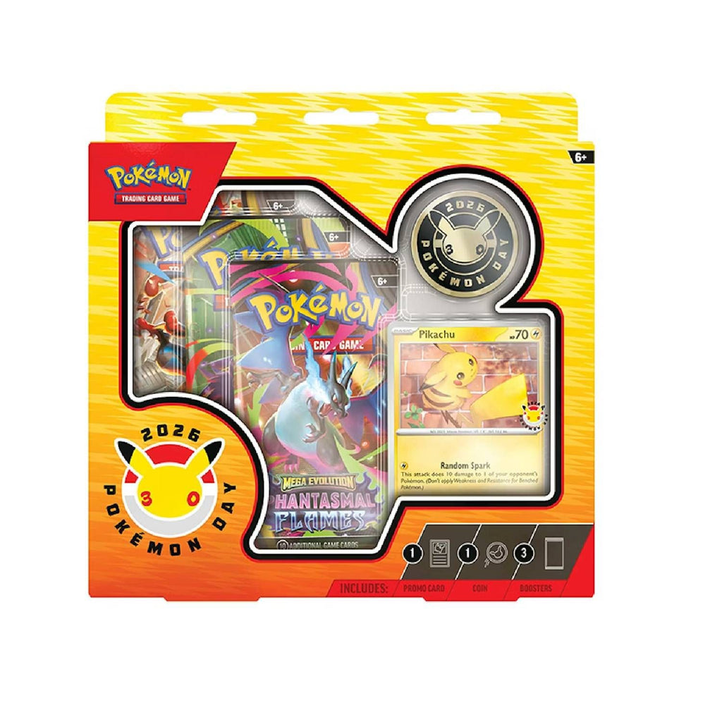 TCG Pokemon Pokemon Day 1 Carta Promo, 3 sobres y Moneda INGLES