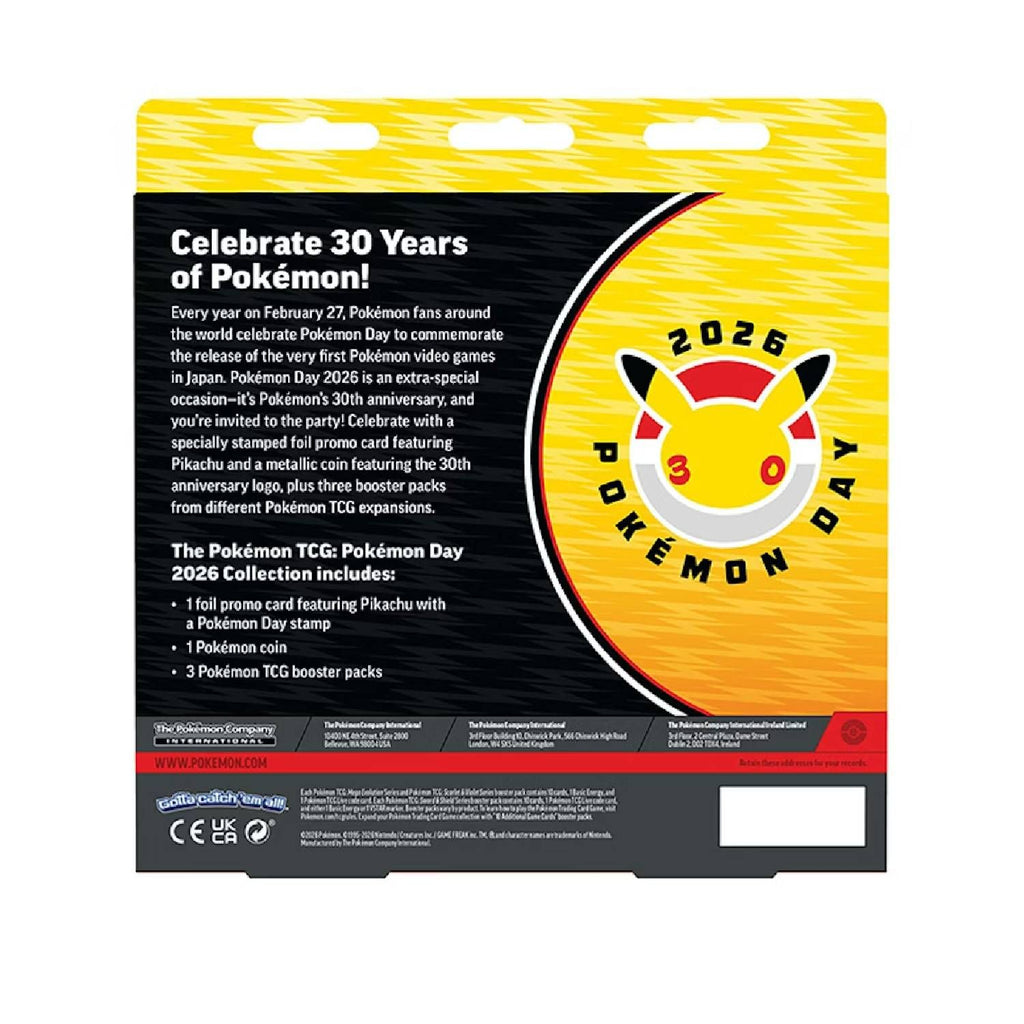 TCG Pokemon Pokemon Day 1 Carta Promo, 3 sobres y Moneda INGLES