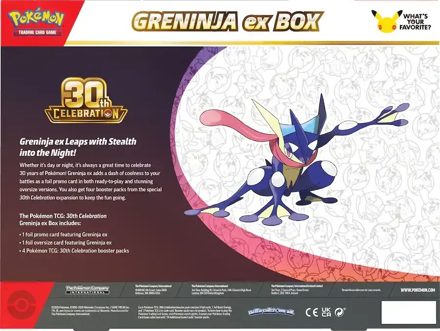 TCG Pokemon 30 Aniversario Greninja EX Box en INGLES