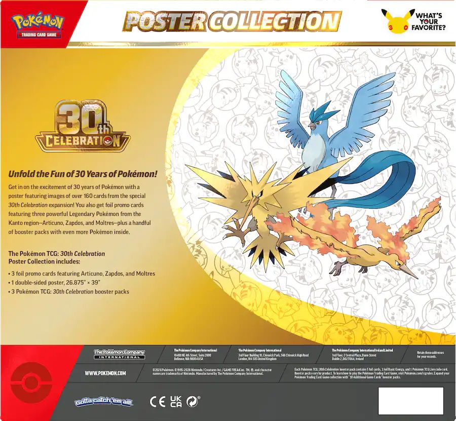 TCG Pokemon 30 Aniversario  Poster Collection en INGLES