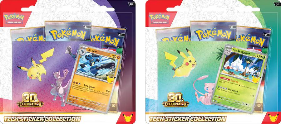 TCG Pokemon 30 Aniversario 3 PACK Tech Sticker Collection ALEATORIO en ESPAÑOL