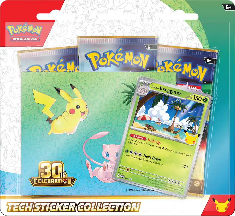 TCG Pokemon 30 Aniversario 3 PACK Tech Sticker Collection ALEATORIO en ESPAÑOL
