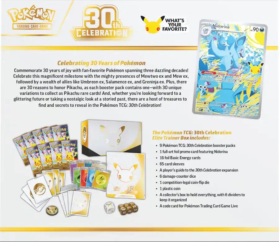 Pokémon Tcg 30 Aniversario Elite Trainer Box ETB en INGLES