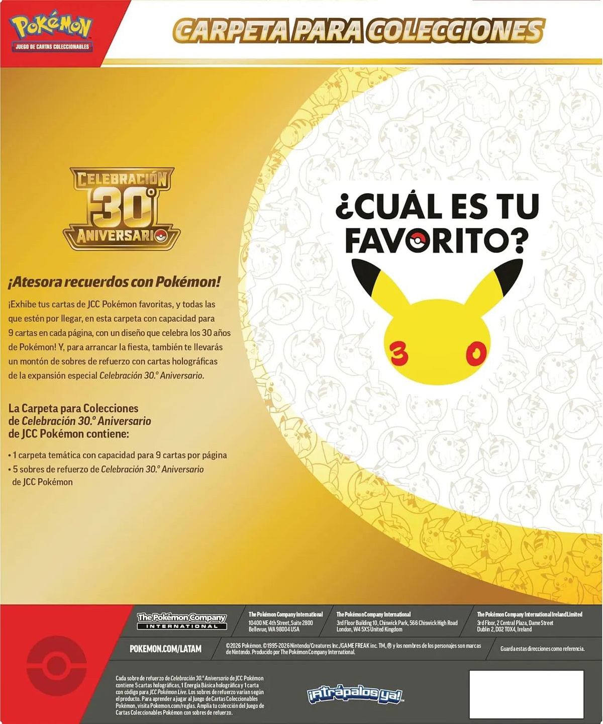 TCG Pokemon 30 Aniversario  BINDER Collection CARPETA PARA COLECCION ESPAÑOL